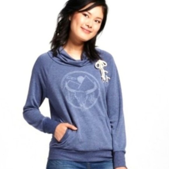 Well Worn Sweaters - Well Worn by Los Angeles cowl neck side lace dessert bullhead graphic sweater